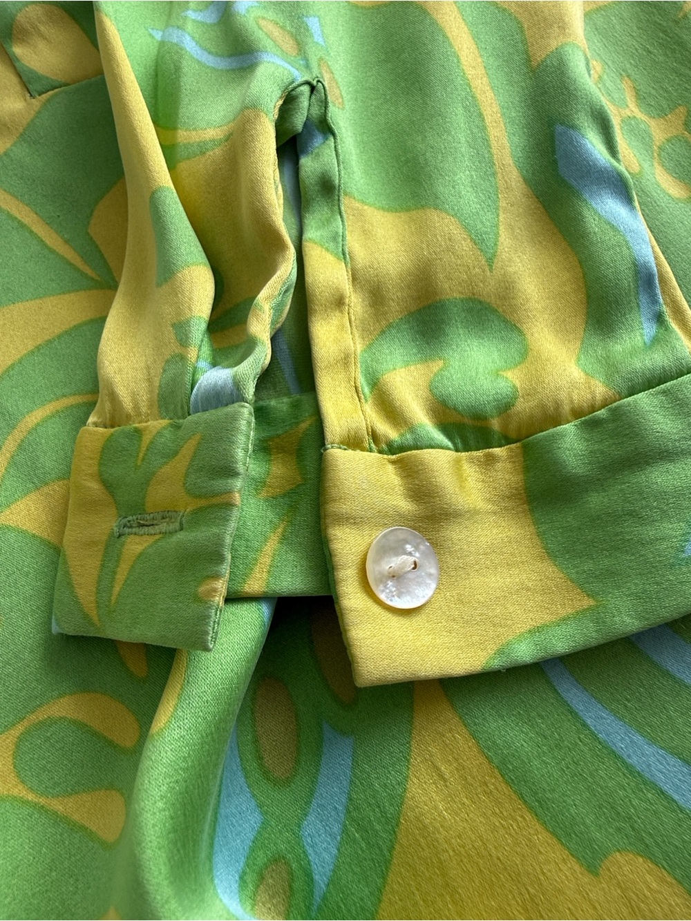 Hugo Buscati Vintage Y2K Lime Green and Teal Long Sleeve Tunic Dress Size 6 Silk - Picture 10 of 11